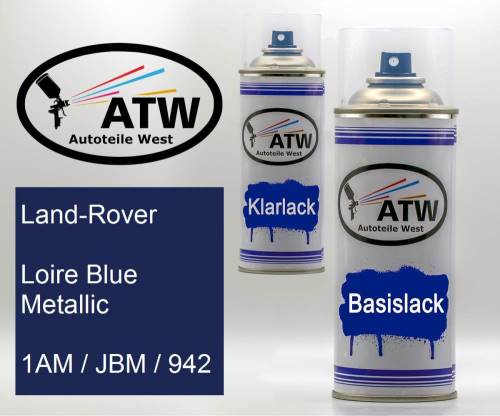 Land-Rover, Loire Blue Metallic, 1AM / JBM / 942: 400ml Sprühdose + 400ml Klarlack - Set, von ATW Autoteile West.